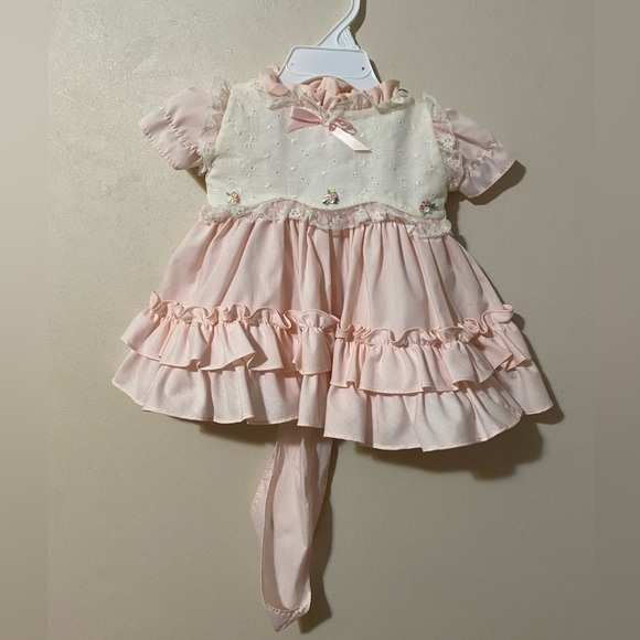 VTG Martha's Miniatures We’re Fussy Pageant Dress Party Shawl Pink 6-9 mo - Picture 1 of 12